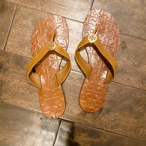 Brown Tory Burch Flip Flops